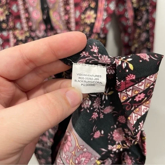 American Rag Belted Floral Button Front Fit & Flare Dress Bell Sleeve Large - Picture 8 of 8